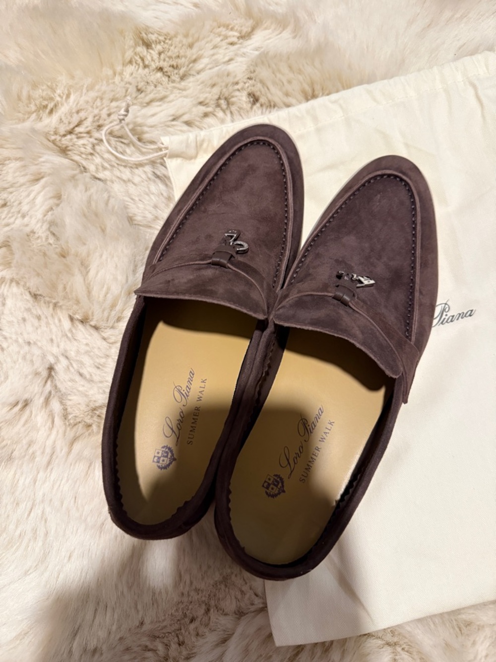 Loro Piana Dark Brown Suede Loafers